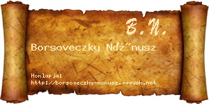 Borsoveczky Nónusz névjegykártya
